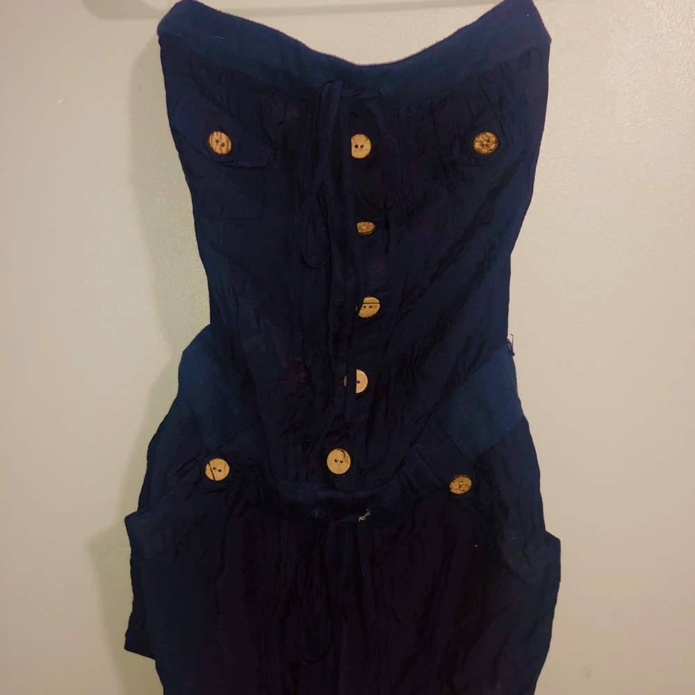 Navy blue strapless top 🫐